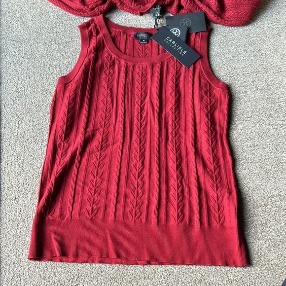 Carlisle Beauty Burgundy Cardigan Sweater set with Shell - Picture 10 of 16